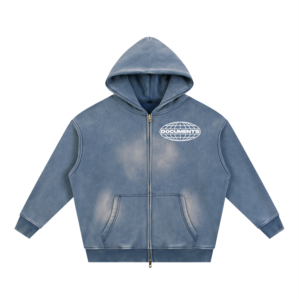 Light Blue Sunfade Zipper Hoodie