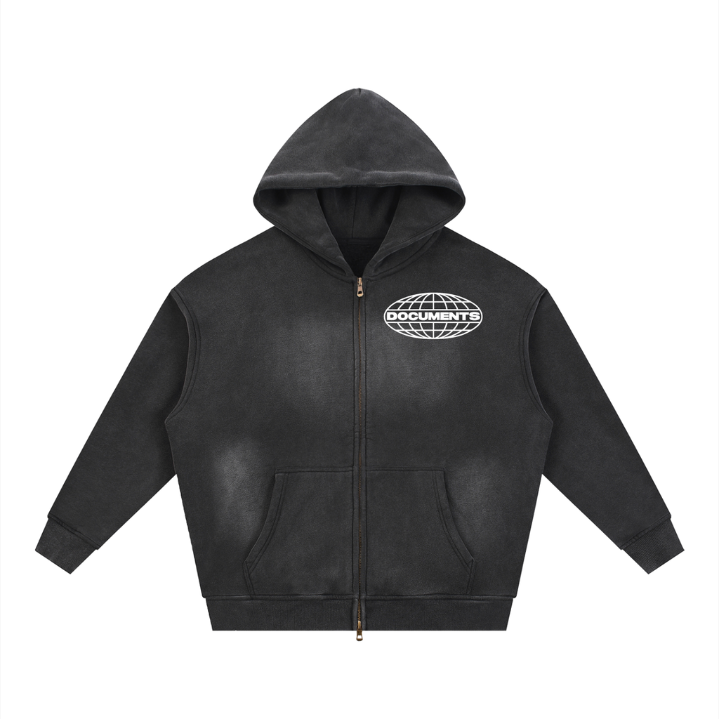 Black Sunfade Zipper Hoodie