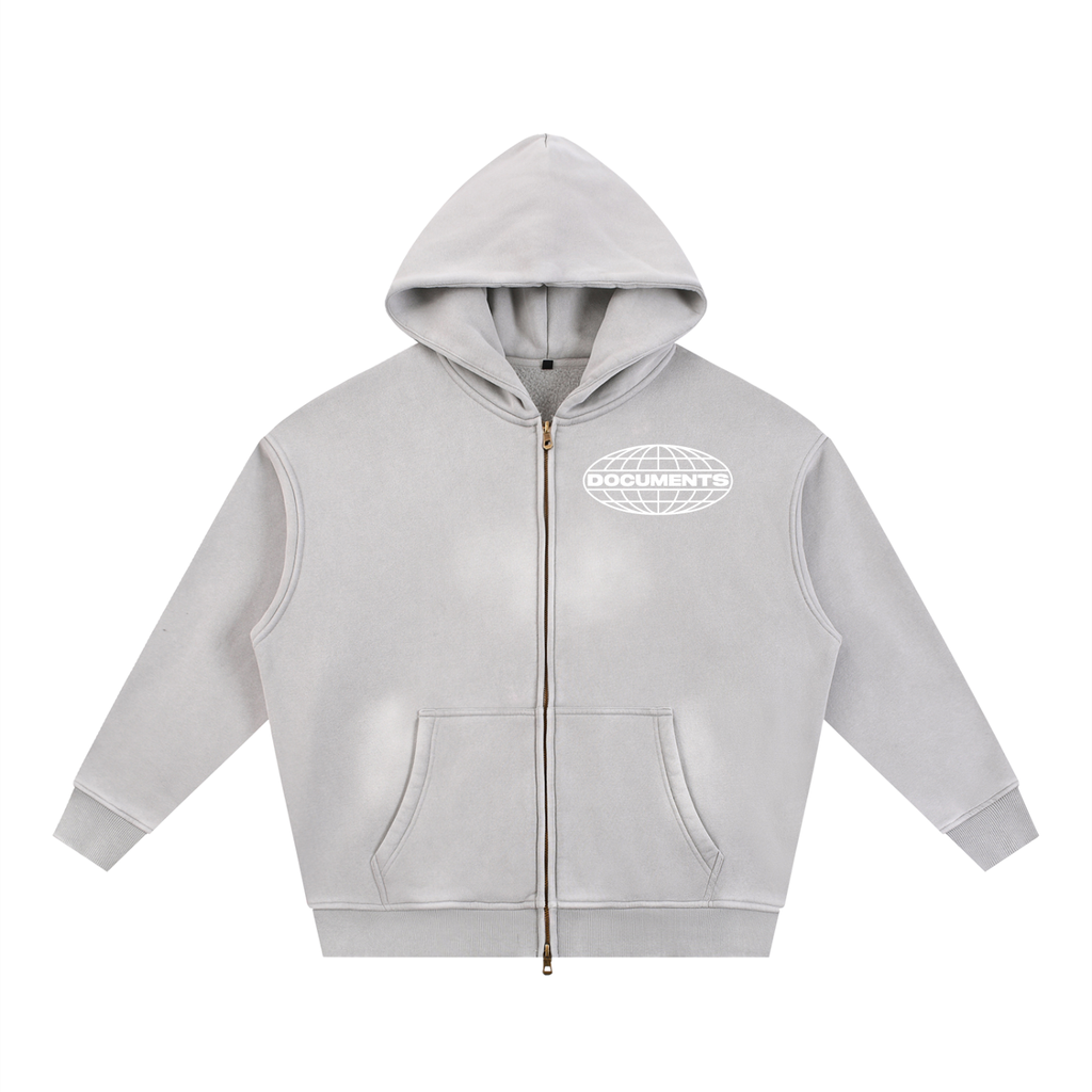 Grey Sunfade Zipper Hoodie