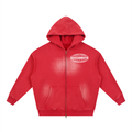 Cherry Red Sunfade Zipper Hoodie
